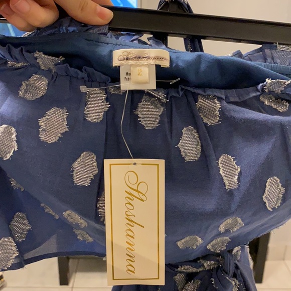 Shoshanna Mykonos One Shoulder Clip Dot Midi Dress - Picture 6 of 7